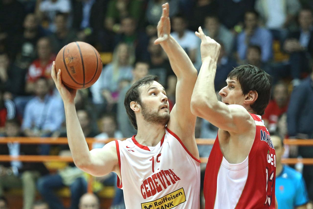 29.04.2015., Dom sportova, Zagreb - ABA liga, treca utakmica finala, KK Cedevita - KK Crvena zvezda. Miro Bilan, Boban Marjanovic. Photo: Sanjin Strukic/PIXSELL