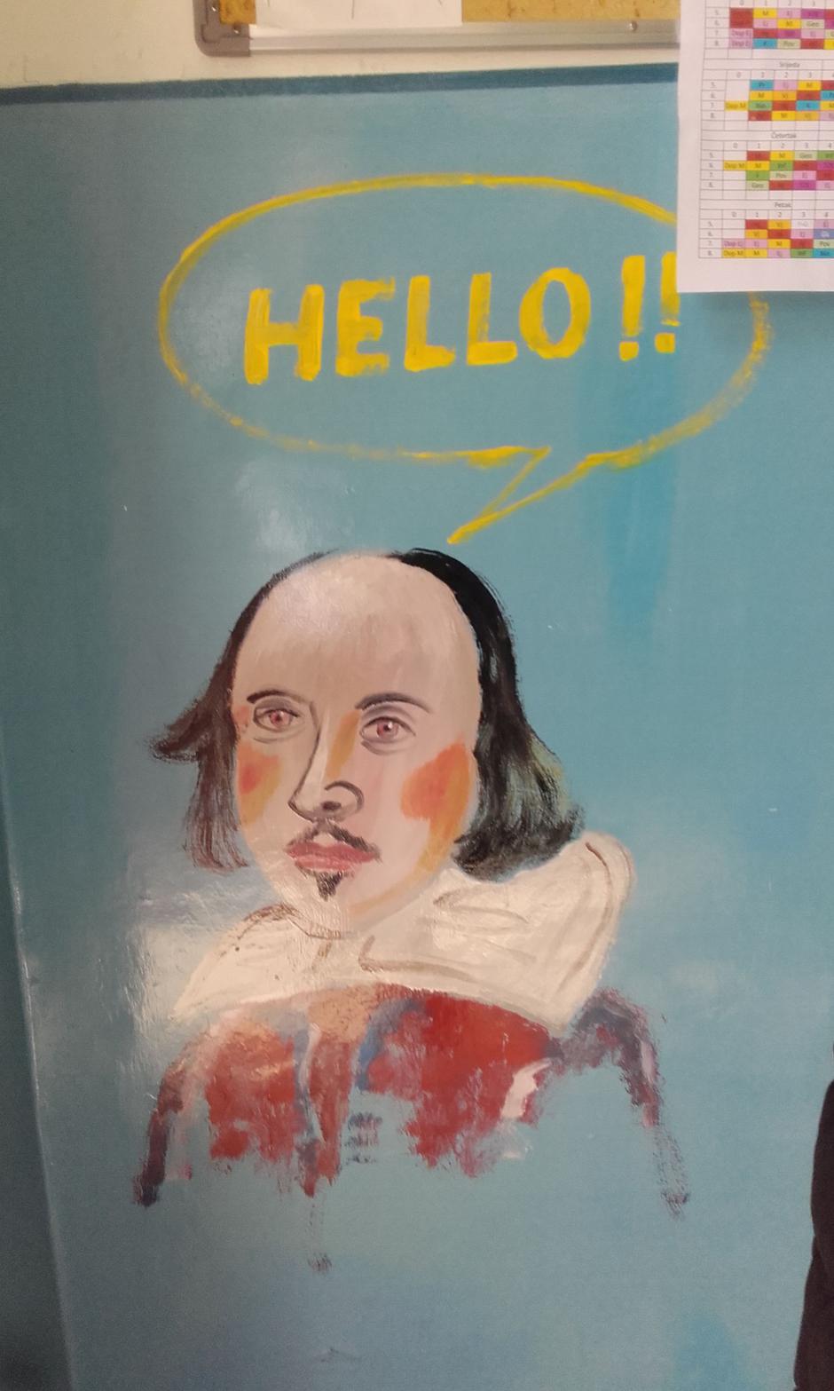 Lik Shakespearea na zidu škole u Smokvici