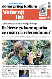 Večernji list naslovnica