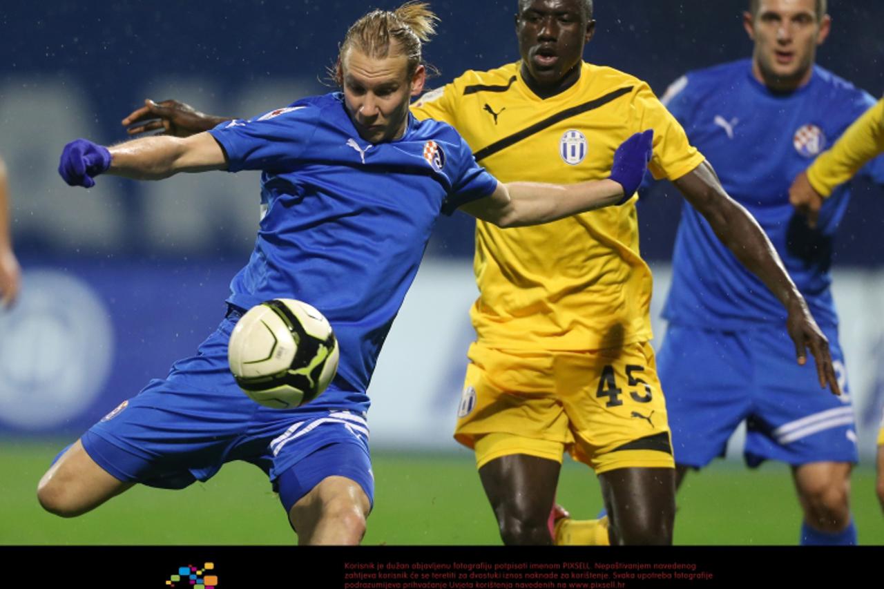 '30.11.2012., stadion u Maksimiru, Zagreb - MAXtv 1. HNL, 18. kolo, GNK Dinamo - NK Lokomotiva. Domagoj Vida, Lamin Samateh. Photo: Sanjin Strukic/PIXSELL'