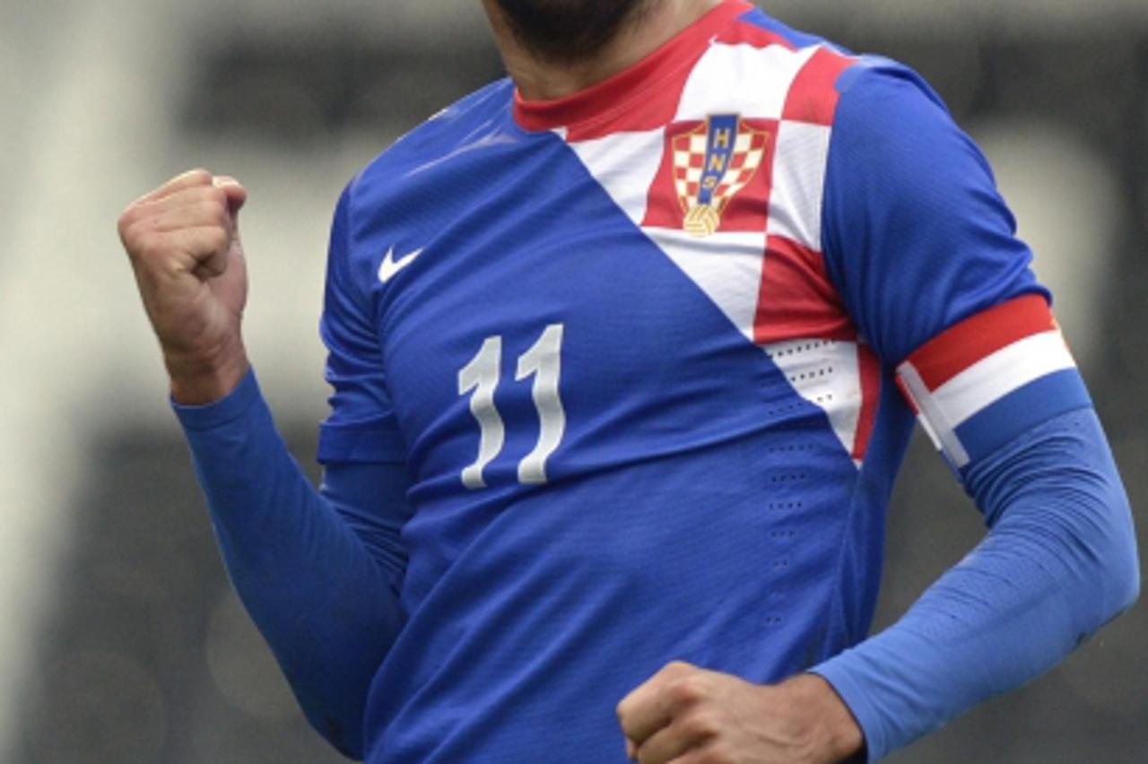 'Croatia\'s Darijo Srna celebrates scoring his side\'s second goal during the International Friendly at Craven Cottage, London.Photo: Press Association/PIXSELL'