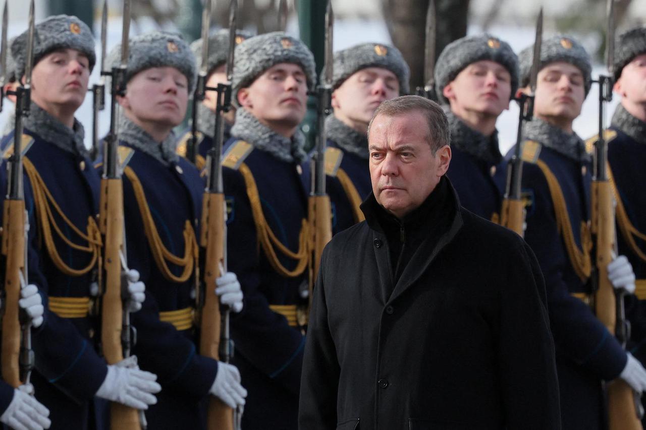 Deputy Chairman of the Russian Security Council Medvedev marks Defender of the Fatherland Day in Moscow