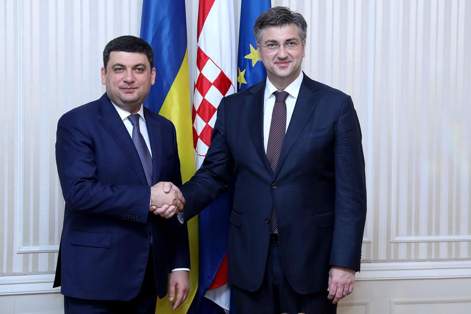 Predsjednik Vlade Plenković s predsjednikom Vlade Ukrajine Groysmanom