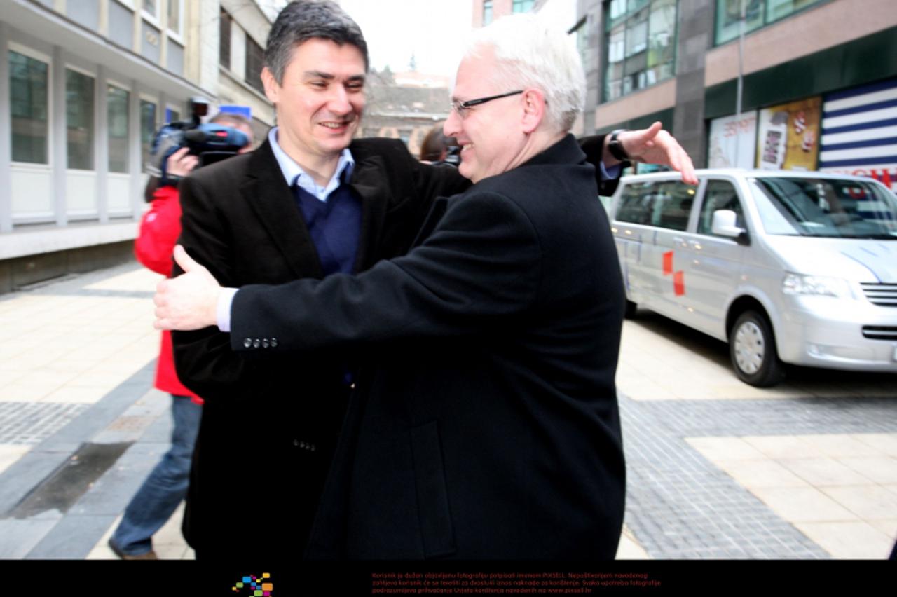 \'16.01.2010., Zagreb - U sjedistu SDP-a na Iblerovom trgu odrzana je 7. sjednica Glavnog odbora SDP-a. Ivo Josipovic, novoizabrani predsjednik RH, i Zoran Milanovic, predsjednik SDP-a.  Photo: Boris 