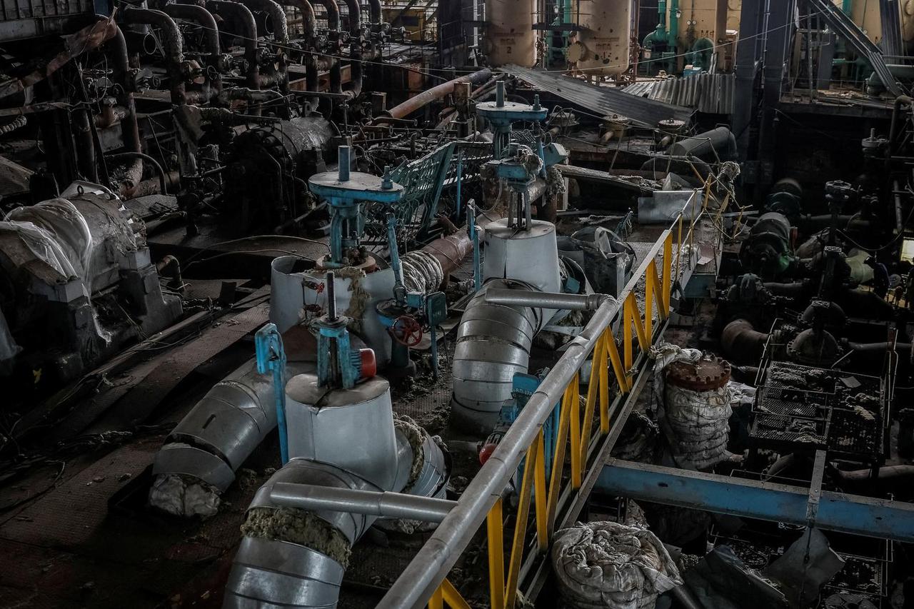 FILE PHOTO: A view shows an energy facility damaged by Russian military strike at an unknown location in Ukraine