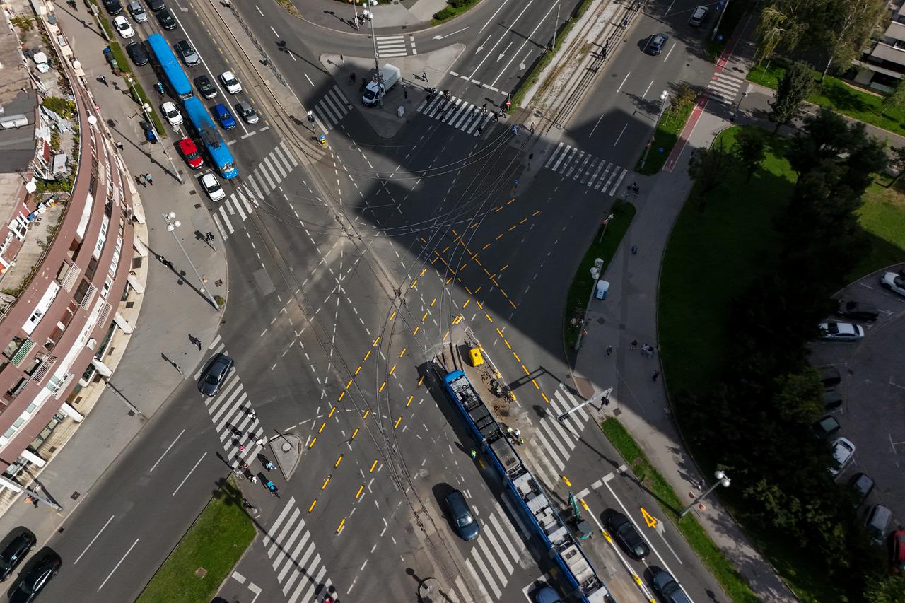 Pogled iz zraka na radove na križanju Vukovarske i Savske 
