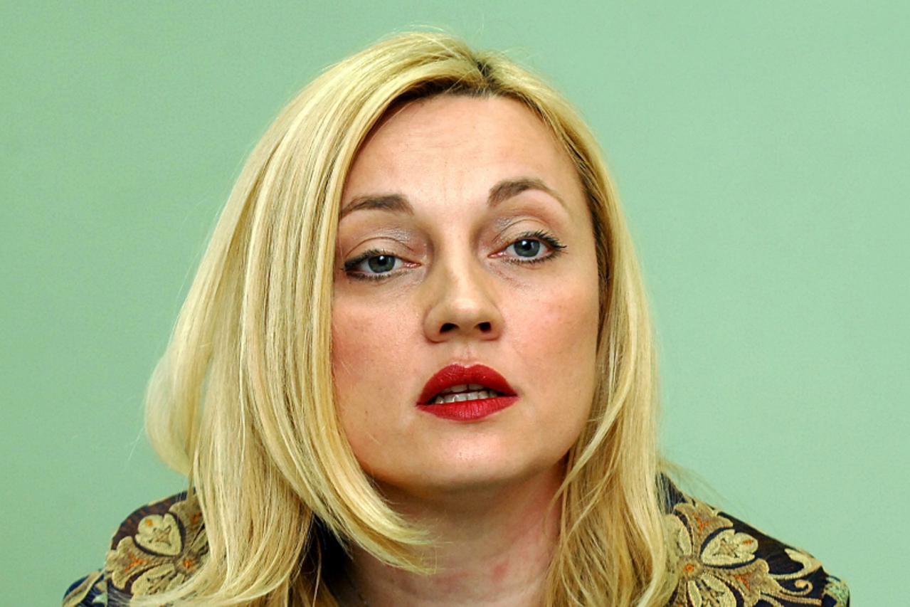 '05.04.2011., Sisak - Na tiskovnoj konferenciji saborska zastupnica HSS-a Marijana Petir ostro je napala zupanicu Marinu Lovric Merzel. Photo:Nikola Cutuk/PIXSELL'