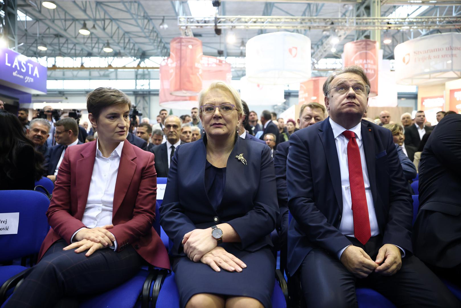 02.05.2023., Mostar, Bosna i Hercegovina - Izraleska veleposlanica Galit Peleg svecano je otvorila 24. Gospodarski sajam u Mostaru. Otvaranju su nazocili mnogobrojni politicari kako iz Bosne i Hercegovine tako i iz regije. Na otvaranju se obratio i predsjednik Vlade Republike Hrvatske Andrej Plenkovic.  Ana Brnabic, Lidija Bradara, Nermin Niksic Photo: Denis Kapetanovic/PIXSELL