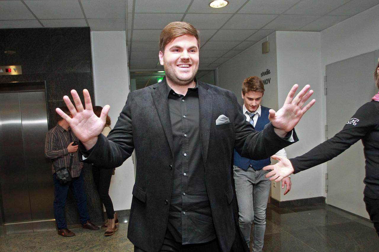 04.04.2015., HRT, Zagreb - Treca live emisija glazbenog showa The Voice. Pjerino Ruzevic. Photo: Goran Jakus/PIXSELL