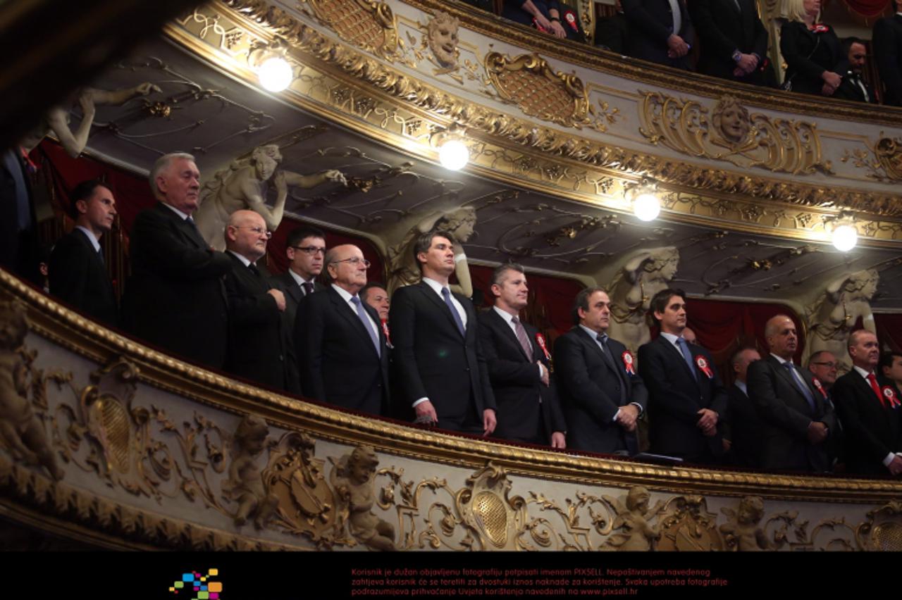 '04.12.2012., Zagreb - Svecana akademija u Hrvatskom narodnom kazalistu povodom proslave 100. godisnjice Hrvatskog nogometnog saveza. Dragan Primorac, Tonci Vrdoljak, Zlatko Matesa, Zeljko Jovanovic, 