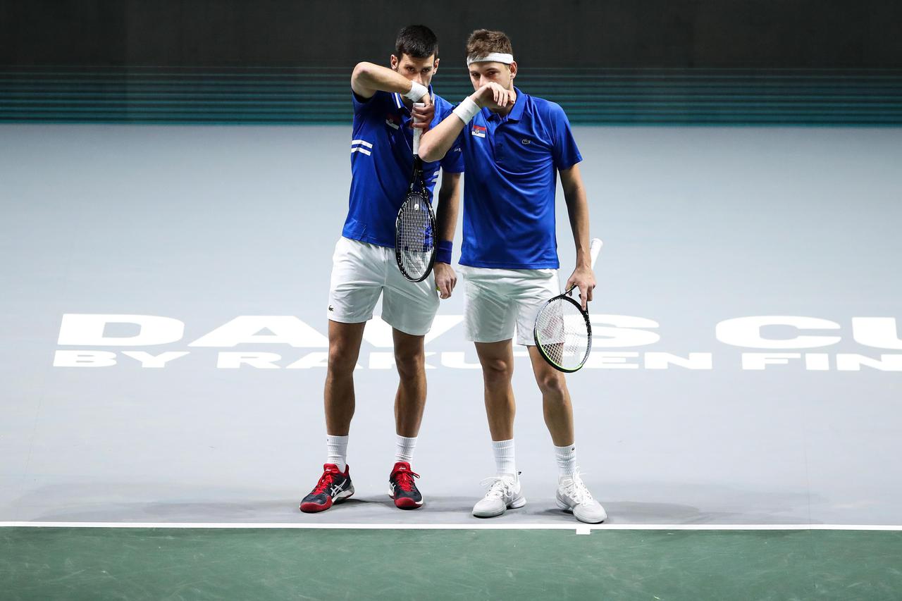 Madrid: Treci meč polufinala Davisovog kupa, Nikola Mektić i Mate Pavić - Filip Krajinović i Novak Đoković