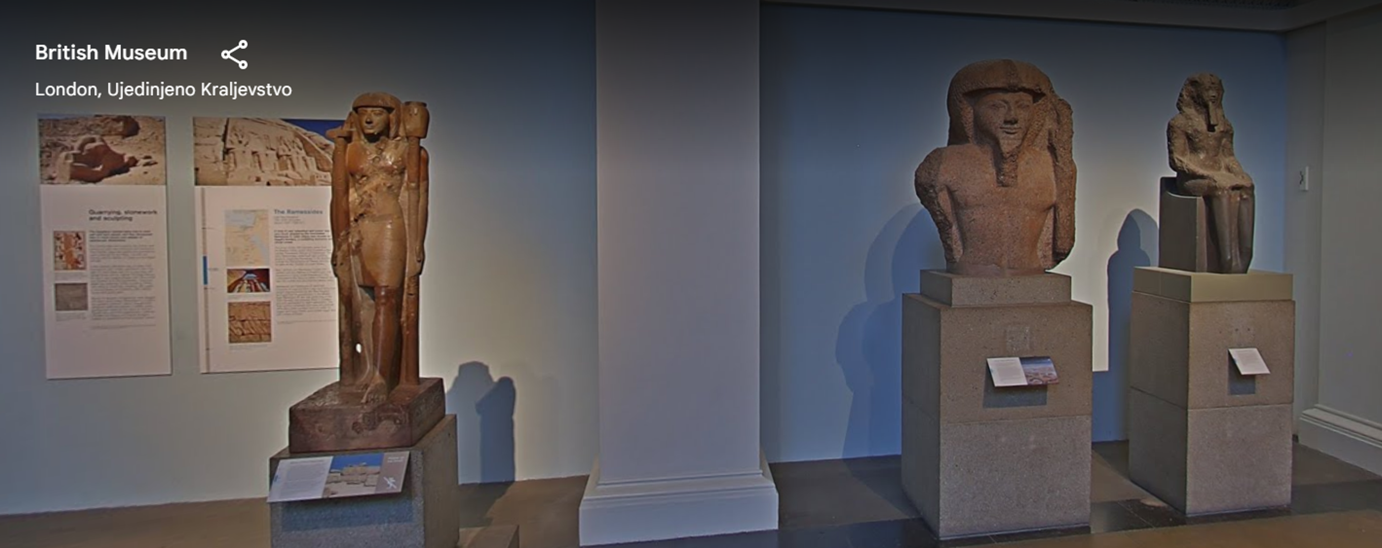 British Museum u Londonu jedan je od najstarijih i najvažnijih muzeja na svijetu, s kolekcijom od preko 8 milijuna predmeta koji dokumentiraju ljudsku kulturu od prapovijesti do danas. Posebno se ističe egipatska zbirka s Rozetskim kamenom, asirski reljefi iz Ninive te grčki mramori s Partenona. Virtualni obilazak omogućuje detaljno istraživanje zbirke mumija, keltskog blaga i srednjovjekovnih rukopisa, a muzej posjeduje i izvanrednu kolekciju orijentalnih antikviteta te predmeta iz pretkolumbovske Amerike.