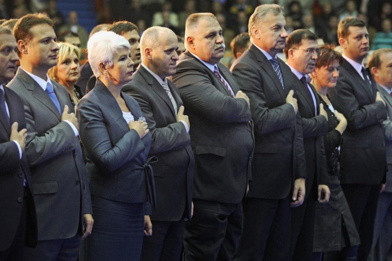\'23.10.2011., Trg Kresimira Cosica 11, Zagreb - Sabor I. izborne jedinice Hrvatske demokratske zajednice u Maloj dvorani Doma sportova. Drazen Bosnjakovic, Gordan Jandrokovic, Jadranka Kosor, Branko 