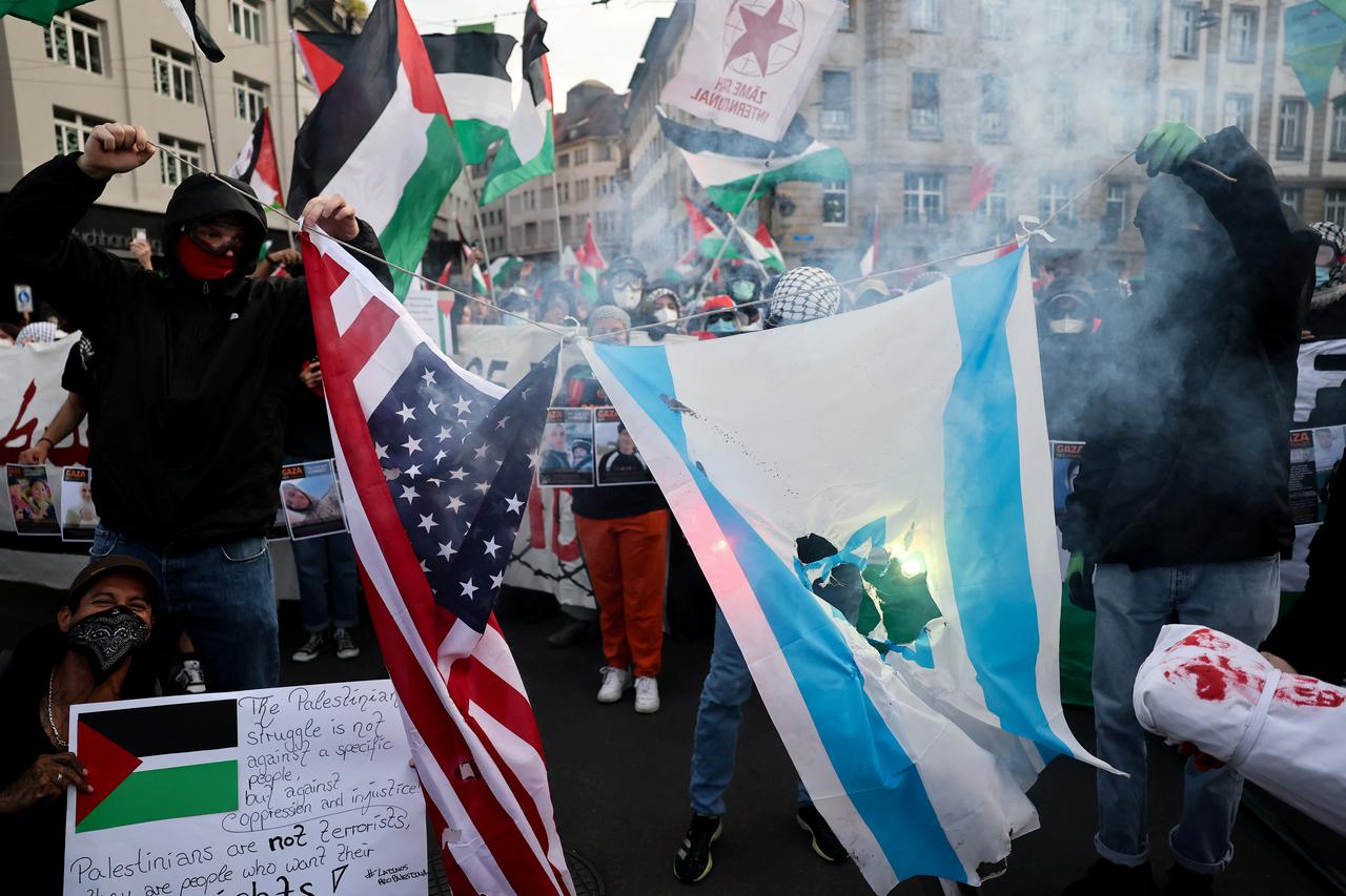 Pro-Palestinian protest on the day of the grand Final of the 2025 Eurovision Song Contest, in Basel