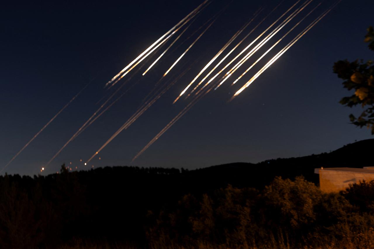 Missiles launched from Iran towards Israel are seen from Ashkelon