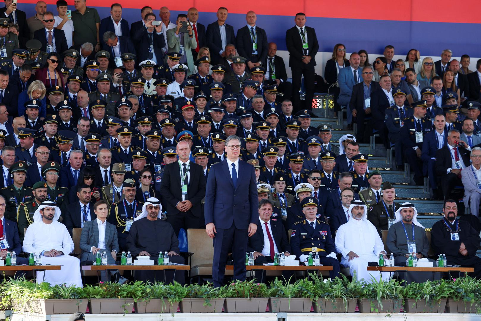 Serbian President Aleksandar Vucic, Serbian officials, and other guests attend a military parade in Belgrade, Serbia, September 20, 2025. REUTERS/Zorana Jevtic Photo: ZORANA JEVTIC/REUTERS