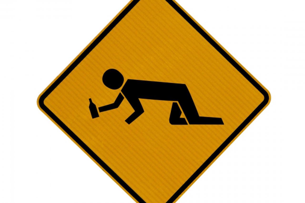 'Drunk man crossing'