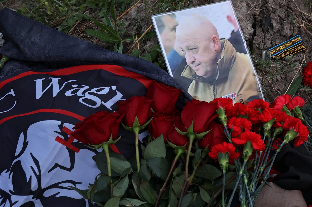 Floral tributes in St.Petersburg for Wagner's Prigozhin believed killed in plane crash
