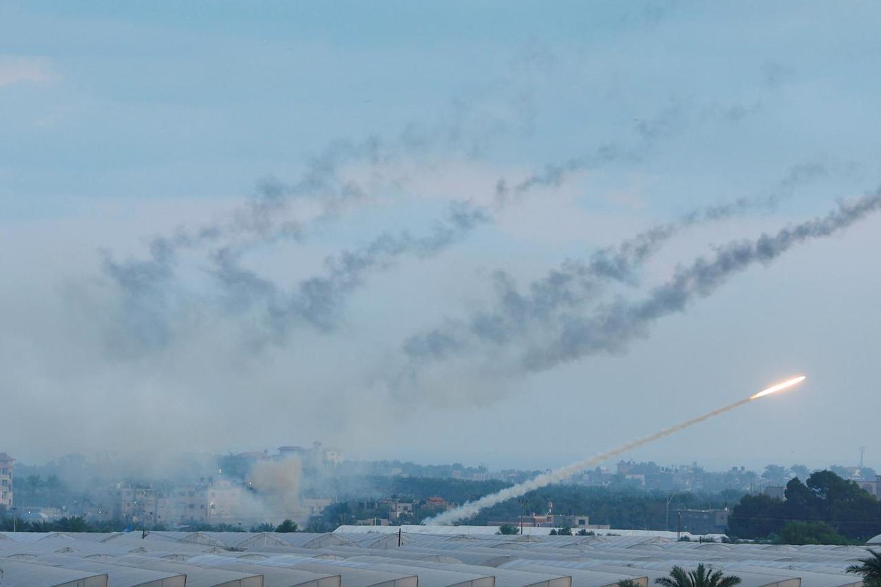 Rockets are fired by Palestinian militants into Israel, in Gaza