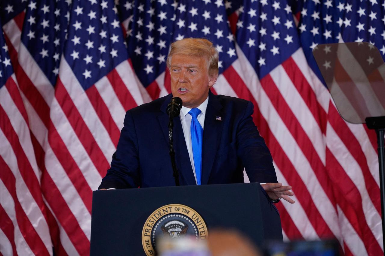Le président Donald Trump lors d'une conférence de presse à la Maison Blanche à Washington
