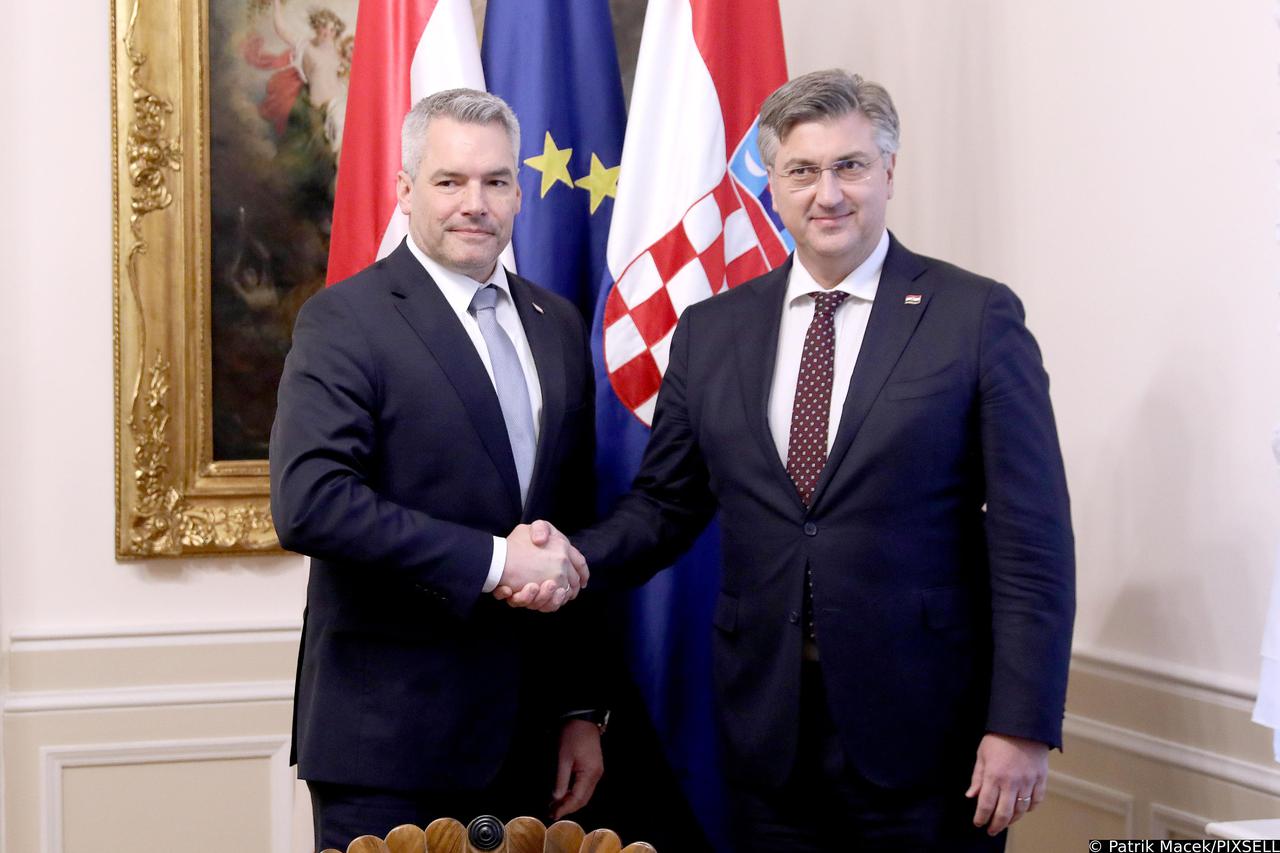 Zagreb: Plenković primio kancelara Republike Austrije Karla Nehammera