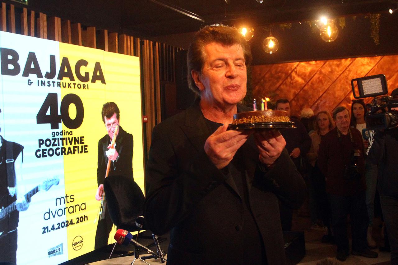 Beograd: Konferencija za medije Momčila Bajagića Bajage i članova grupe Bajaga i instruktora povodom 40. godišnjice grupe
