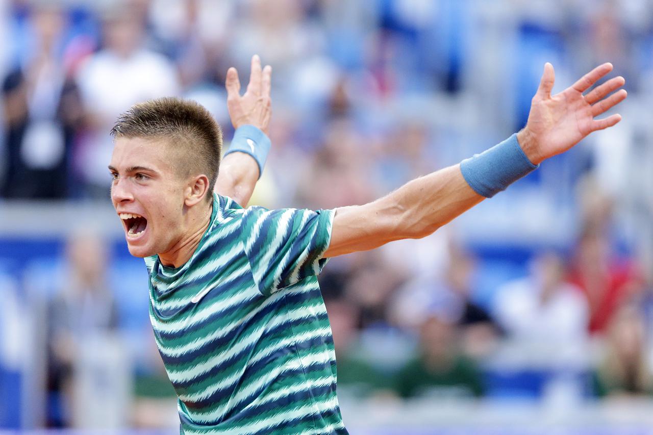 24.07.2014., Umag - 25. Vegeta Croatia Open teniski turnir, osmina finala, Borna Coric (CRO) - Horacio Zeballos (ARG). Borna Coric slavi pobjedu.  Photo: Petar Glebov/PIXSELL