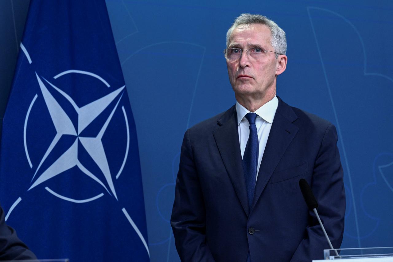Sweden's Prime Minister Kristersson and NATO Secretary General Stoltenberg attend a press conference in Stockholm