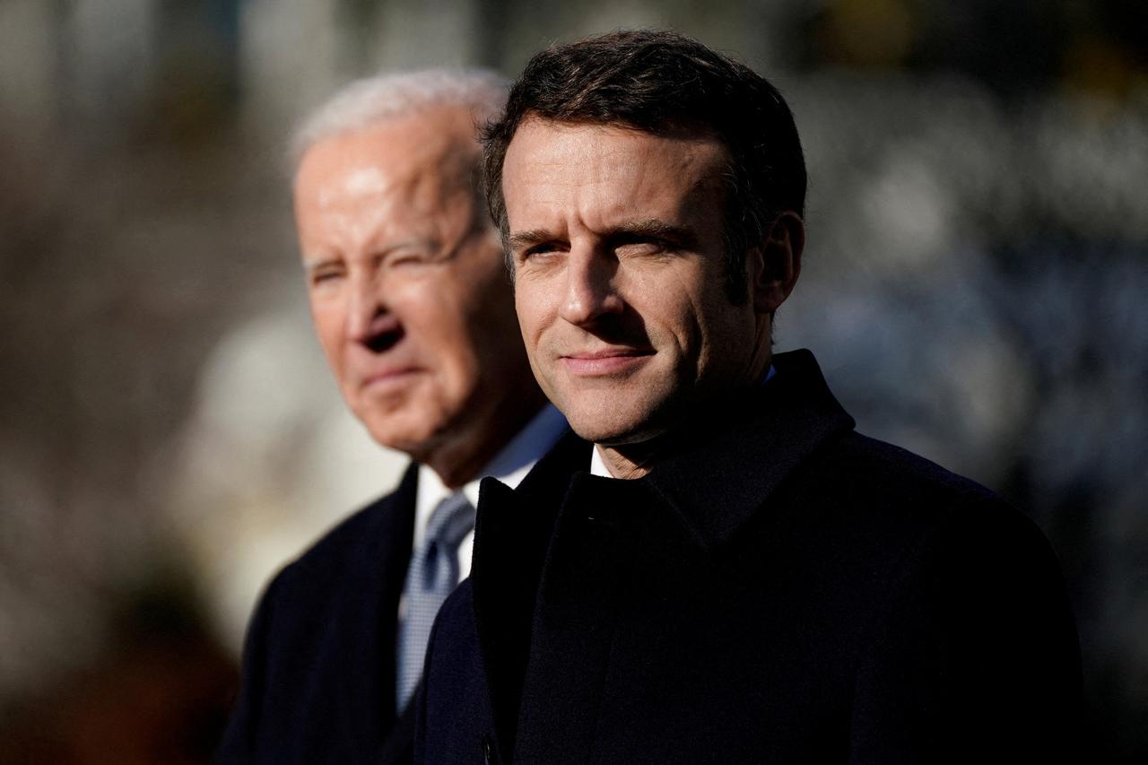 FILE PHOTO: U.S. President Biden and Mrs. Biden host French President Macron and Mrs. Macron for an official State Arrival Ceremony at the White House in Washington
