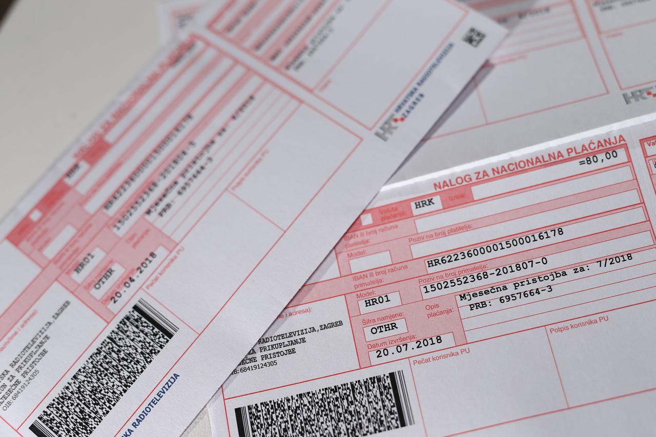 Računi za mjesečnu pristojbu HRT-a