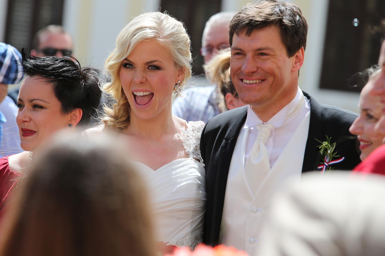 24.05.2014., Zagreb - Ivica Kostelic i Elin Arnarsdottir izmijenili bracne zavjete u crkvi svetog Marka na Gornjem gradu. Photo: Jurica Galoic/PIXSELL