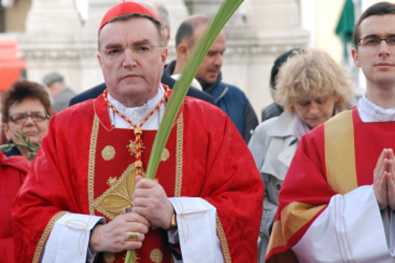 '01.04.2012., Zagreb - U Zagrebackoj Katedrali zagrebacki nadbiskup kardinal Josip Bozanic predvodio je svecano euharistisko slavlje, a slavlje je zapocelo blagoslovom maslinovih grancica.  Photo: Luk
