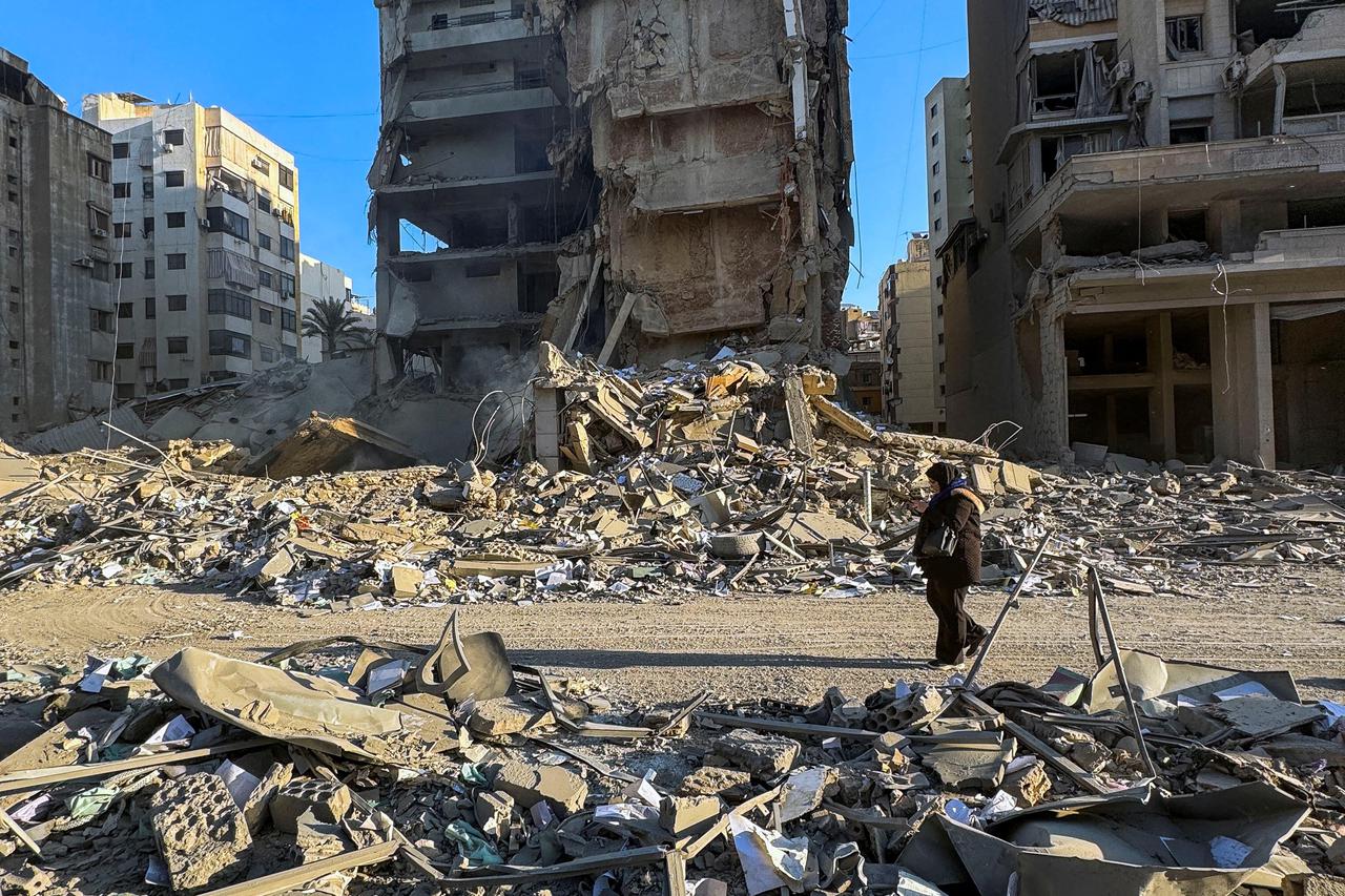 A view of a damaged building after an Israeli strike, following renewed hostilities between Hezbollah and Israel amid the U.S.-Israeli conflict with Iran