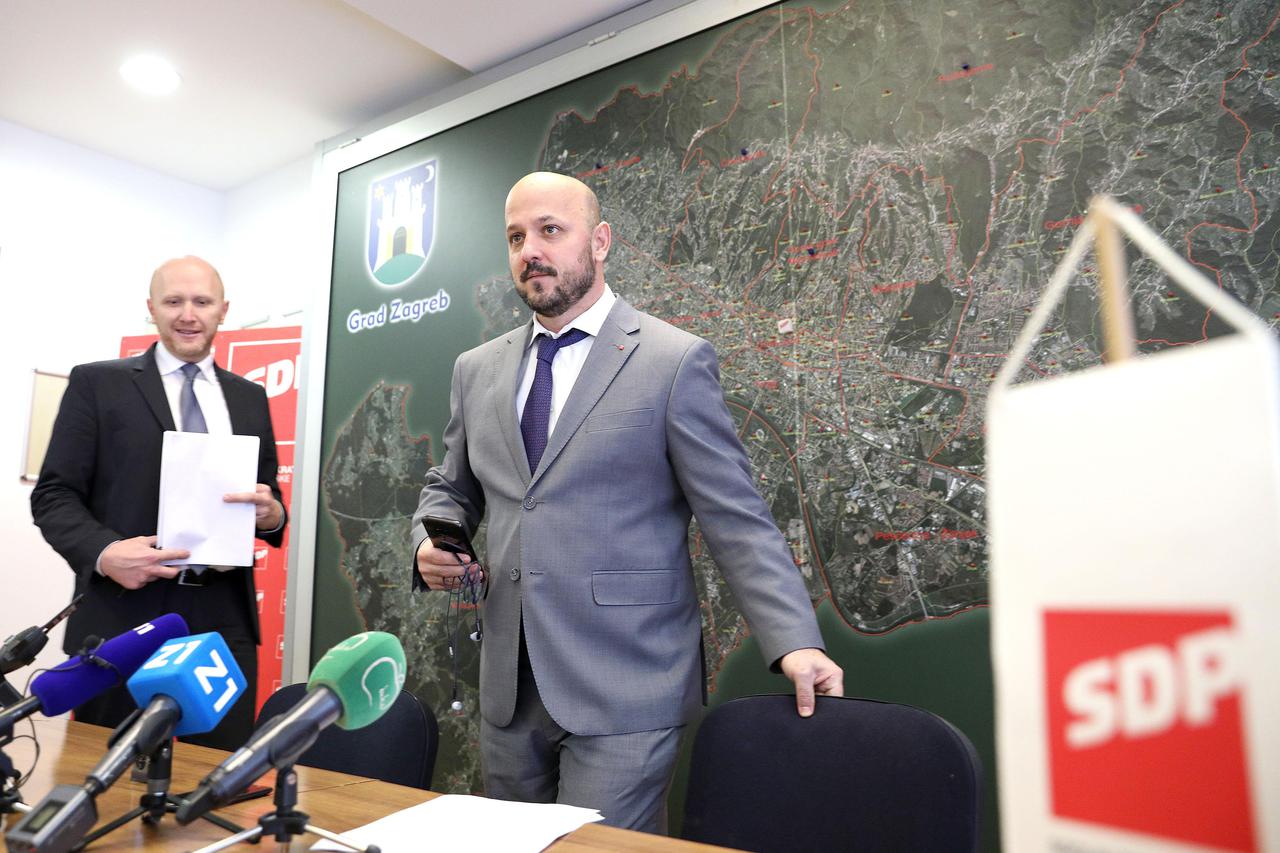 Zagreb: Gordan Maras i Renato Petek održali konferenciju za medije u središnjici SDP-a