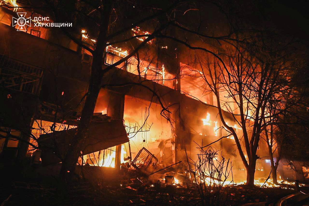 Aftermath of Russian drone strike in Kharkiv
