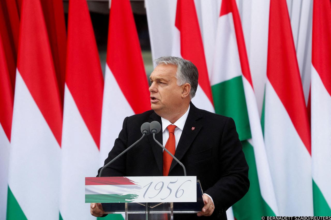 Hungarian PM Viktor Orban delivers a speech for National Day, in Zalaegerszeg