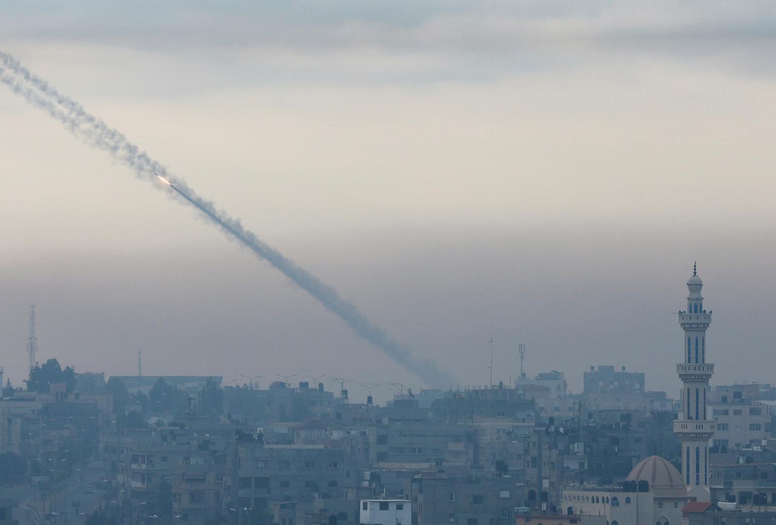 Rockets are fired by Palestinian militants into Israel, in Gaza October 7, 2023. REUTERS/Ibraheem Abu Mustafa Photo: IBRAHEEM ABU MUSTAFA/REUTERS