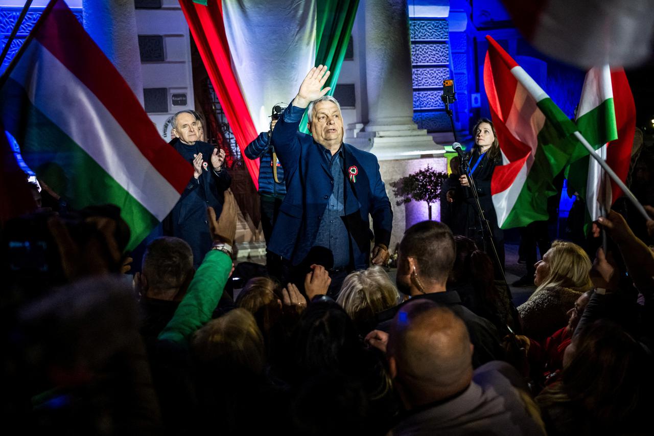 FILE PHOTO: Hungarian Prime Minister Viktor Orban at an election campaign rally