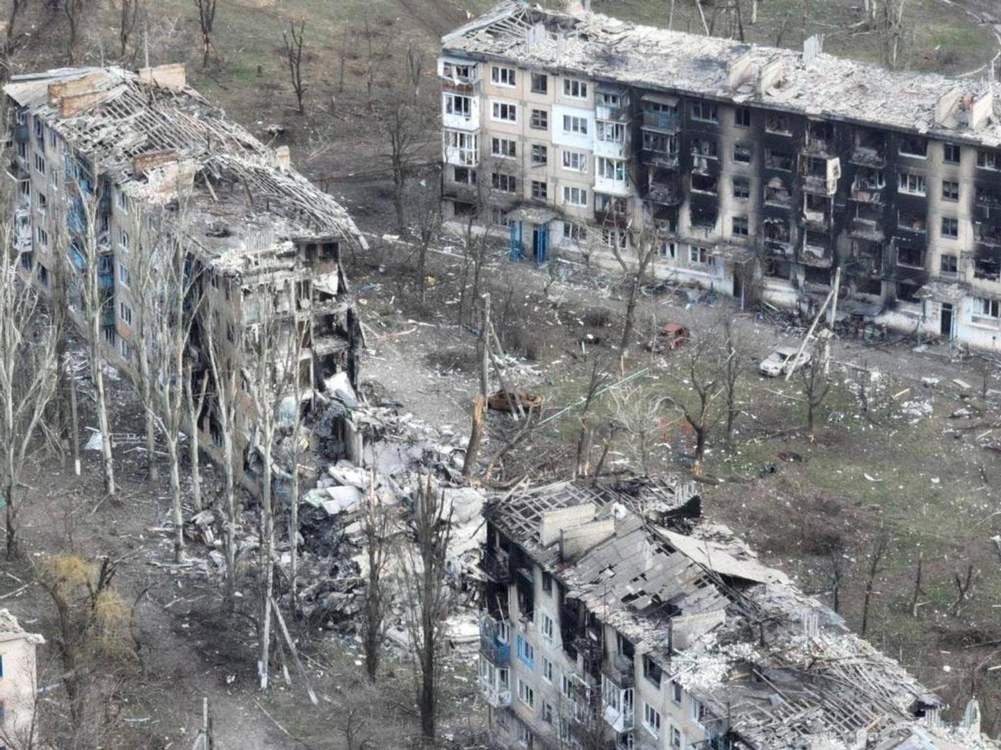 A view of destroyed buildings amid the ongoing Russian invasion of Ukraine, in Vuhledar, Ukraine in this still image released on March 26, 2023. Head of Donetsk Civil-Military Administration Pavlo Kyrylenko/Handout via REUTERS THIS IMAGE HAS BEEN SUPPLIED BY A THIRD PARTY. MANDATORY CREDIT. NO RESALES. NO ARCHIVES Photo: HEAD OF DONETSK CIVIL-MILITARY A/REUTERS