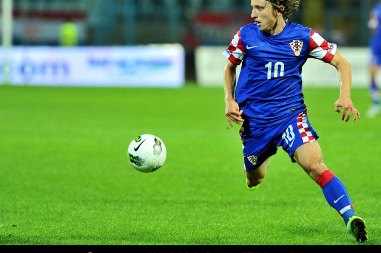 '11.10.2011., stadion Kantrida, Rijeka - Kvalifikacije za EP u nogometu 2012., skupina F, Hrvatska - Latvija. Luka Modric Photo: Marko Lukunic/PIXSELL'