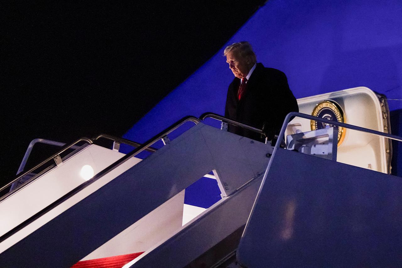 U.S. President Donald Trump arrives at Joint Base Andrews
