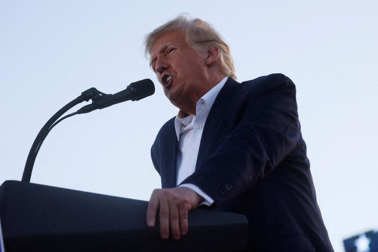 FILE PHOTO: Former U.S. President Donald Trump holds a campaign rally in Waco, Texas