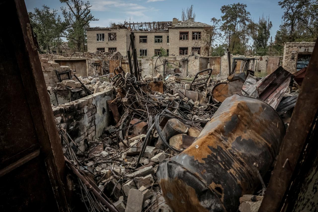 A view shows residential buildings heavily damaged during a Russian military attack in the frontline town of Chasiv Yar