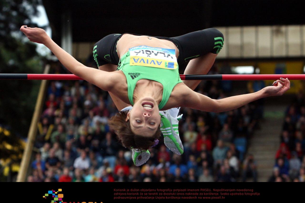 'Croatia\'s Blanka Vlasic wins the Women\'s High jump with a jump of 1.99 mtrs during the Aviva Birmingham Grand Prix at the Alexander Stadium, Birmingham. Photo: Press Association/Pixsell'