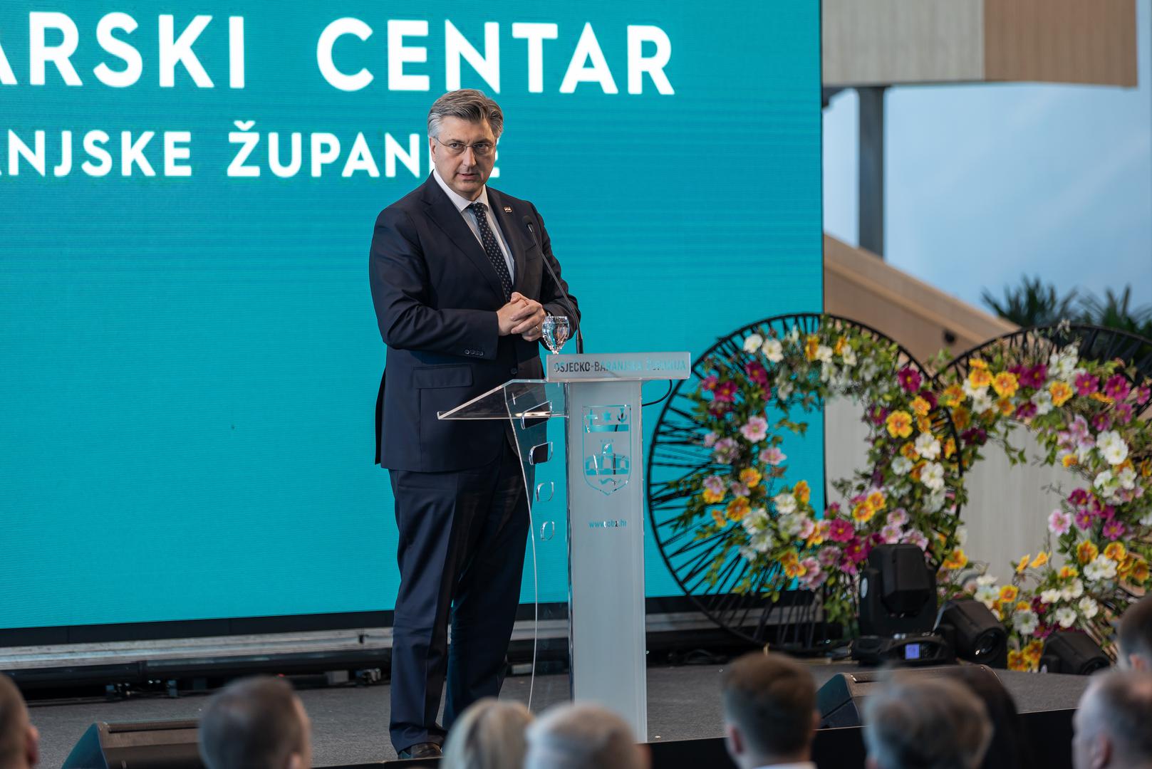 21.04.2023., Osijek - Predsjednik Vlade Andrej Plenkovic sudjelovao je na svecanosti otvorenja Gospodarskog centra Osjecko-baranjske zupanije i Proljetnog sajma. Photo: Davor Javorovic/PIXSELL