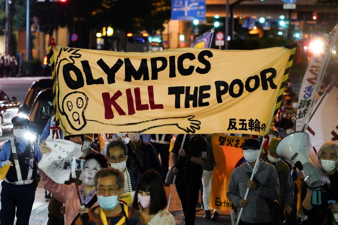 Anti-Olympics group members hold protest march in Tokyo