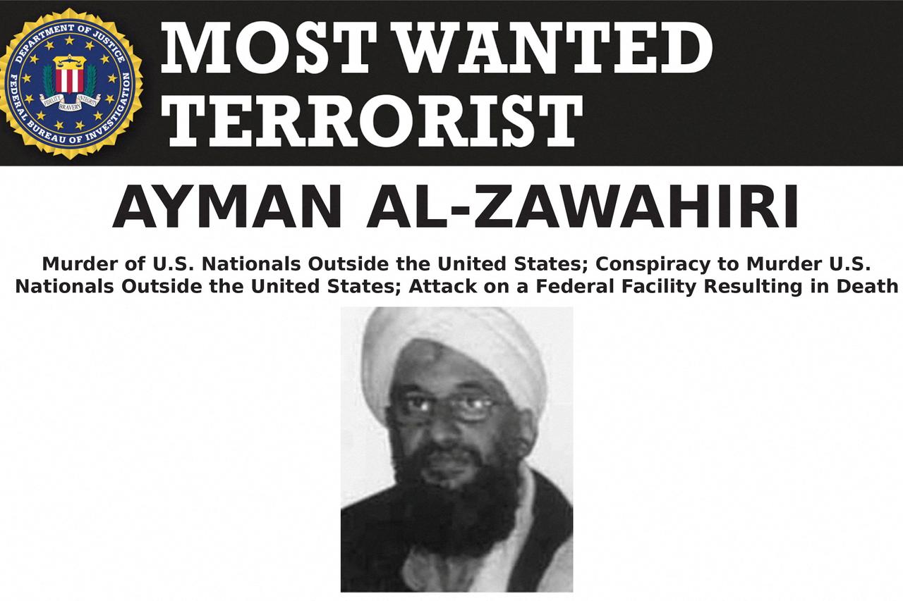FILE PHOTO: Al Qaeda leader Ayman al-Zawahiri appears in an undated FBI Most Wanted poster