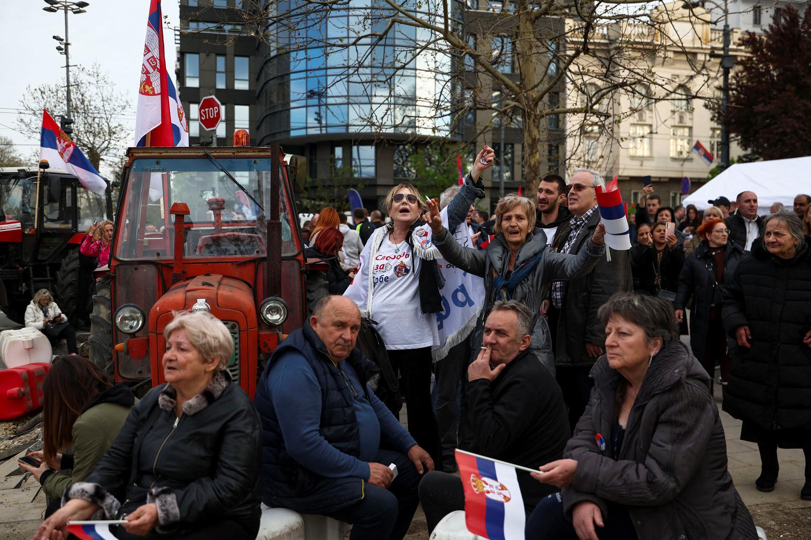 People attend a rally in support of policies of the President Aleksandar Vucic and to express opposition to months of student protests across the country, in Belgrade, Serbia, April 11, 2025. REUTERS/Zorana Jevtic Photo: ZORANA JEVTIC/REUTERS