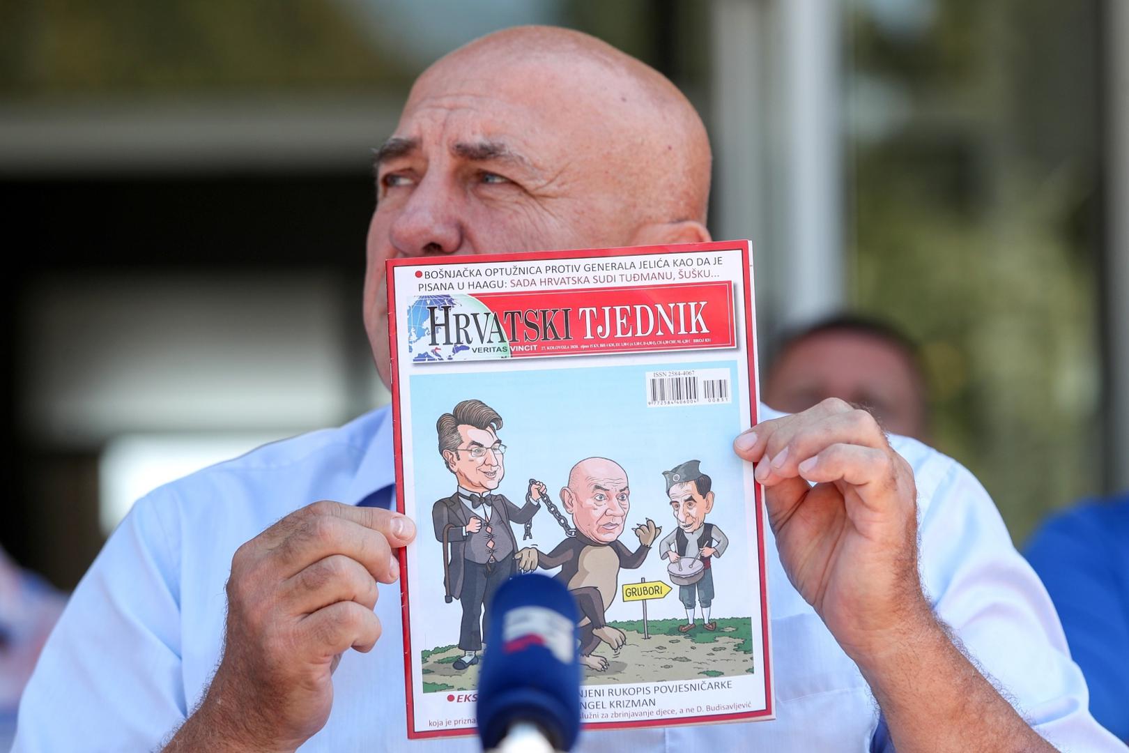 29.08.2020., Zagreb - Konferencija za medije s osvrtom hrvatskih branitelja – ratnih zapovjednika na trenutno stanje u drzavi te kontekst u kojem se aktualni dogadjaji odvijaju. Takodjer su iznijeli svoj  stav o politici predsjednika Vlade Andreja Plenkovica i postupcima potpredsjednika Vlade i ministra hrvatskih branitelja Tome Medveda. Ljubo Cesic Rojs. Hrvatski general, Josip Lucic.Photo: Igor Kralj/PIXSELL