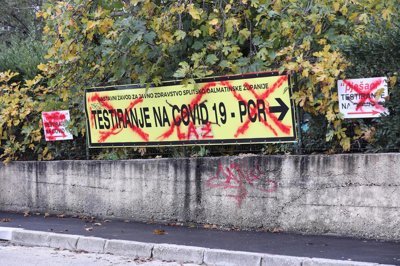 Split: Antivakserski grafiti u gradu i na lokacijama za testiranje na koronu